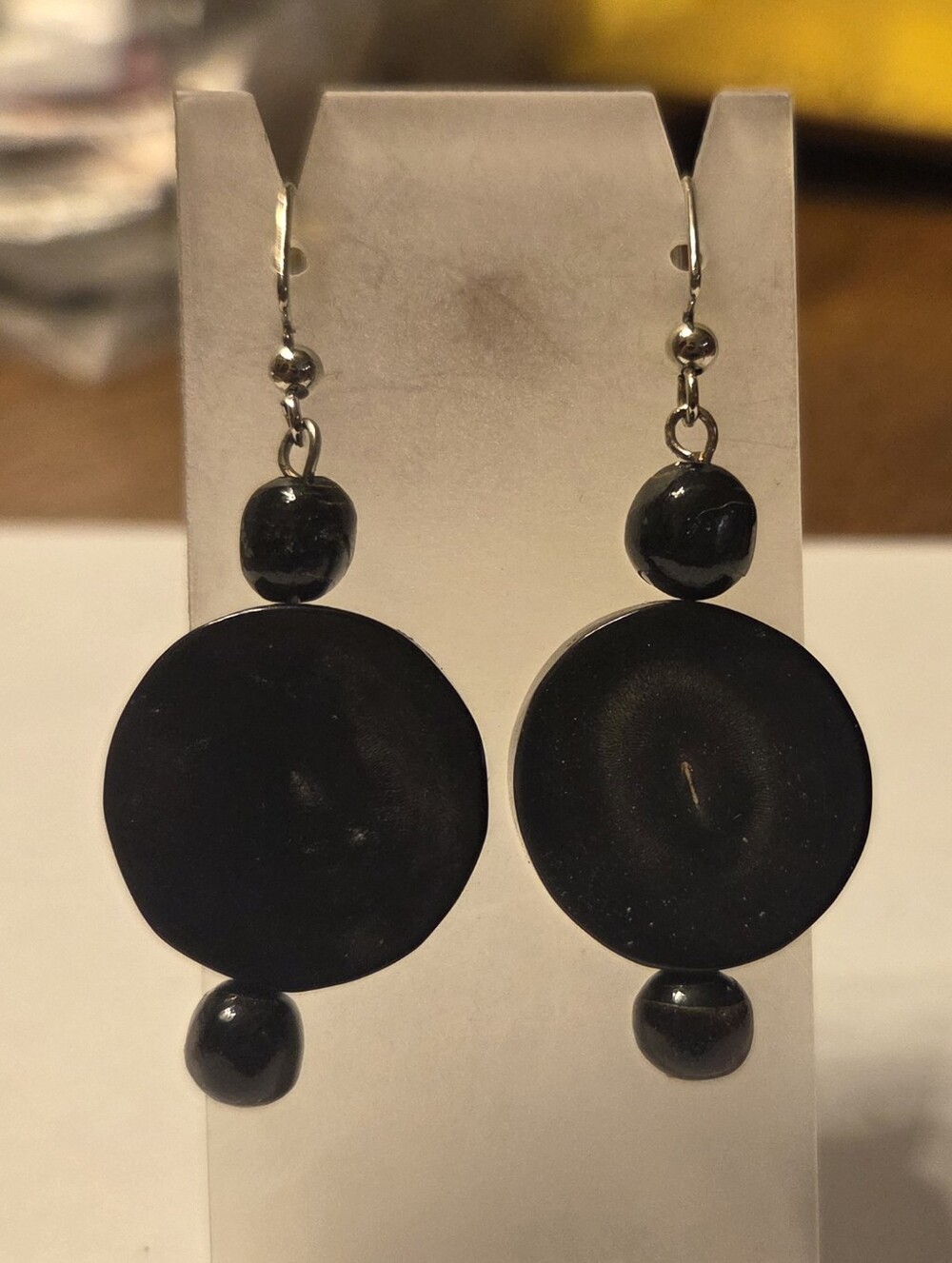 Black Vintage Bead Earrings-Handmade